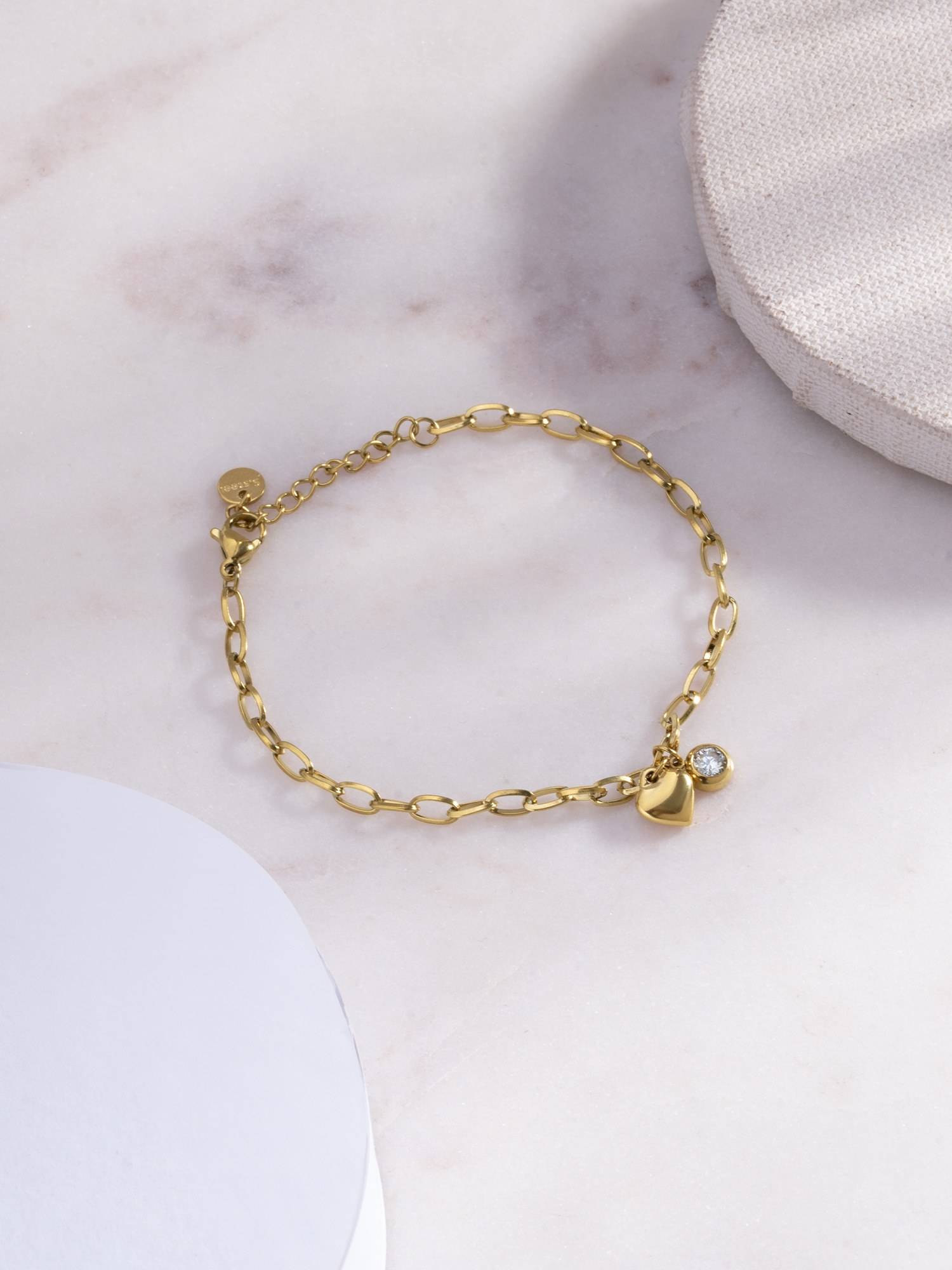 Palmonas White Heart Drop Link Chain Bracelet