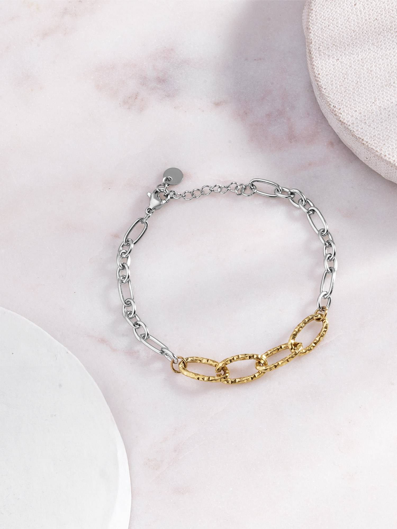 Palmonas Multi-Color Dual Tone Figaro Link Chain Bracelet