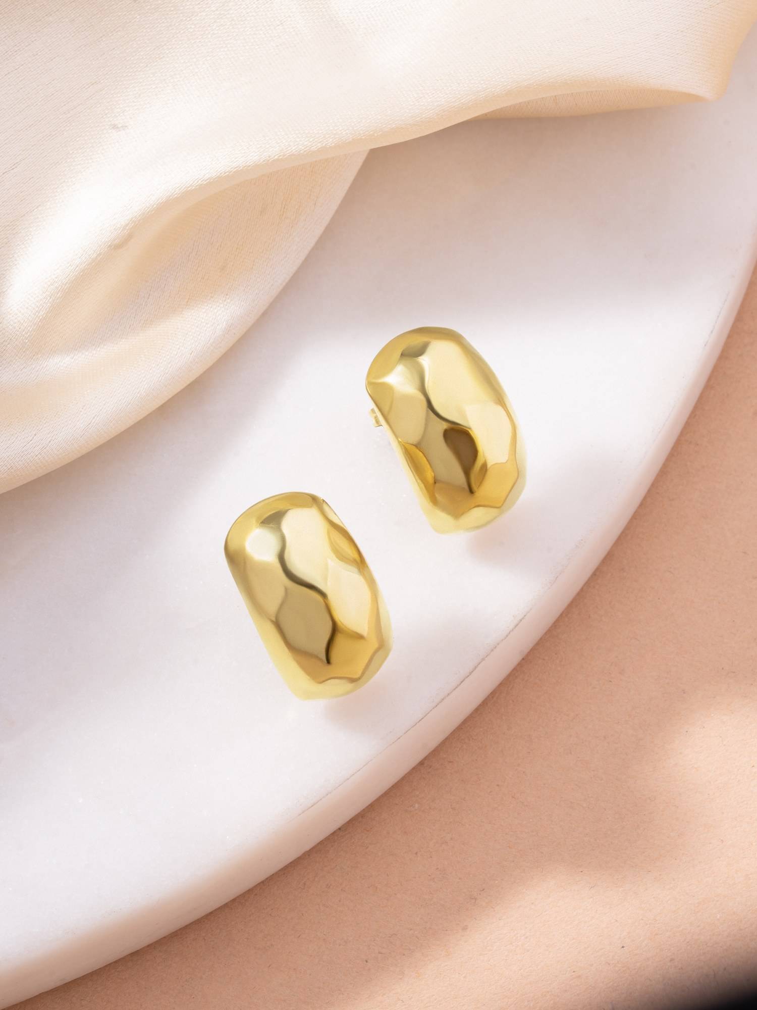 Palmonas Gold Edgy Cuboid Stud Earrings