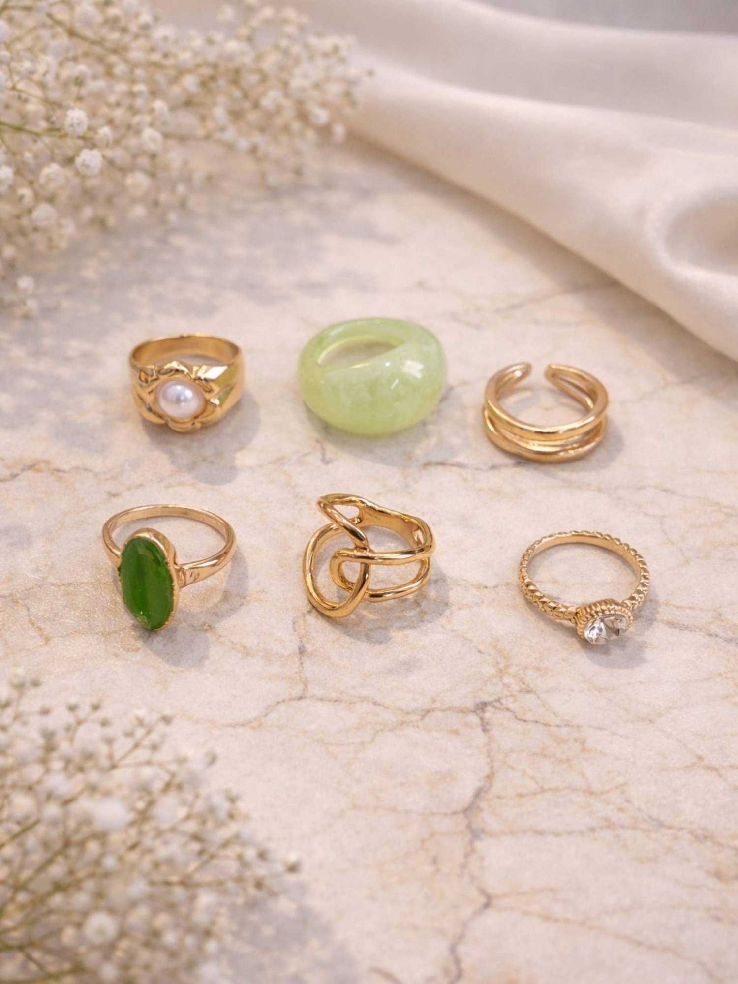 Buy ISHKAARA Multi-Color Soft Aura Stack Rings (Pack of 6) Online