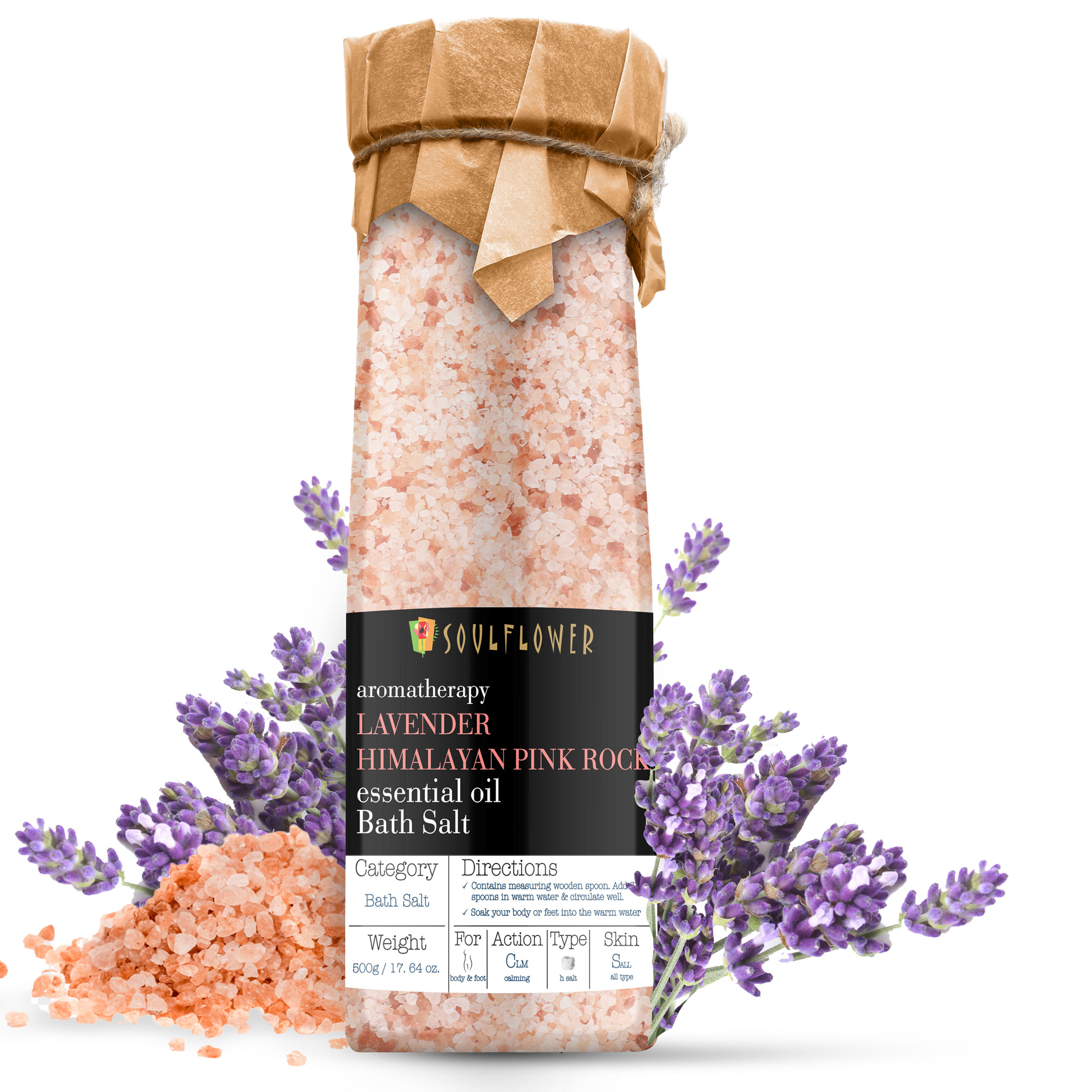 Soulflower Exfoliating Lavender Himalayan Pink Salt Body Scrub with Vitamin E Olive for Sore Muscles