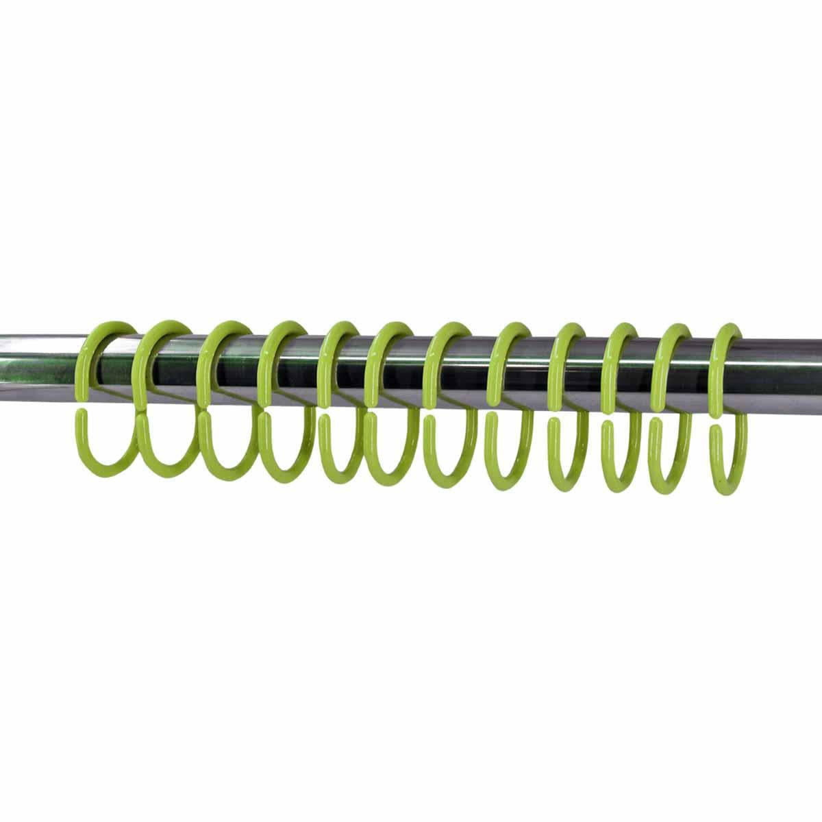 Kookee Green Rust-Proof Plastic Shower Curtain Rings (Pack of 36)
