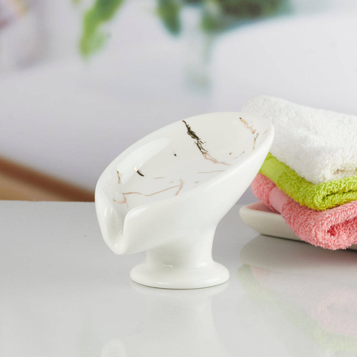 Kookee White Ceramic Stylish & Practical Bathroom Soap Dish