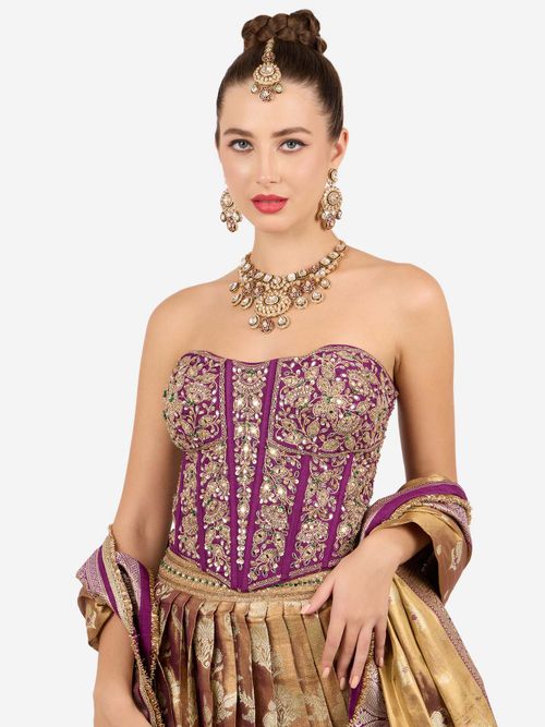 Buy Zaveri Pearls Pink Green Meenakari Stones Necklace Earring And  Maangtikka Set-Zpfk22117 Online