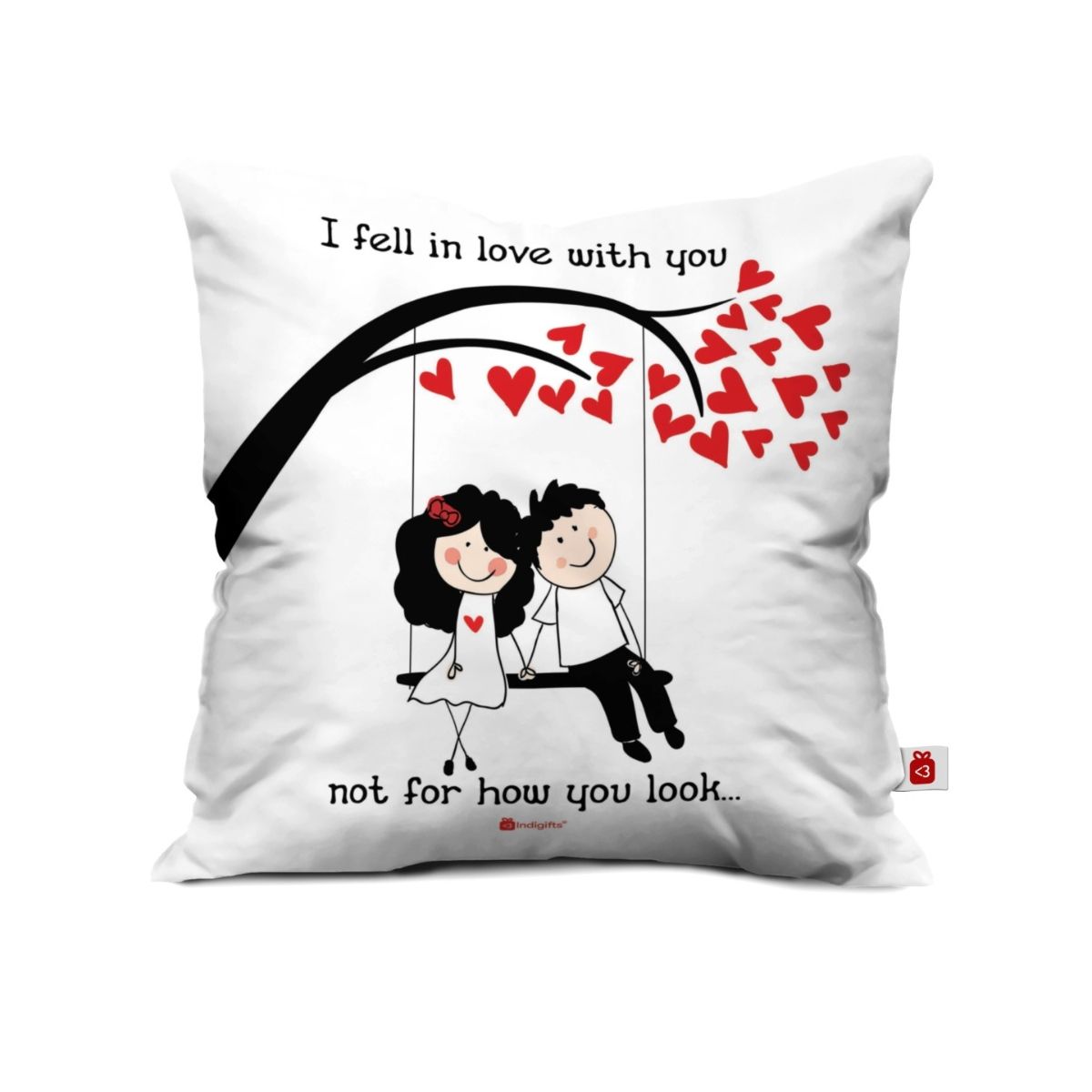 Indigifts Love Quote Cushion Cover With Vacuum Packed Conjugated Fibre Filler ,White Buy