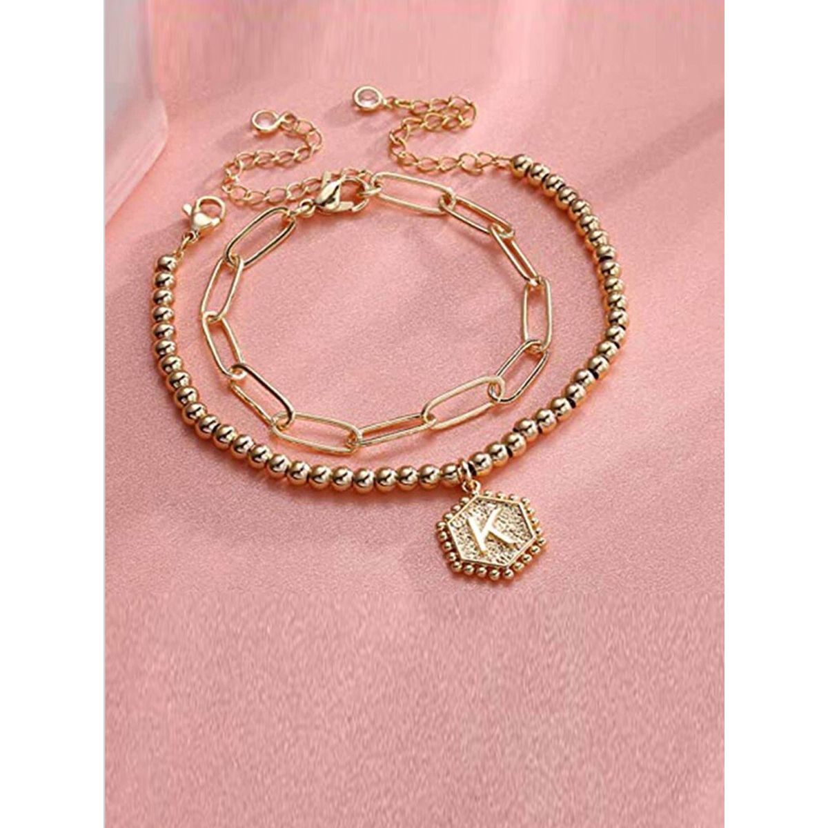 Jewels Galaxy Jewellery For Women Gold Plated Alphabetical K Bracelet