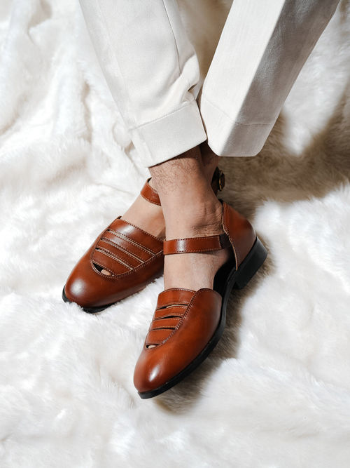 Monkstory Nawabi Ankle-Strap Sandals Tan