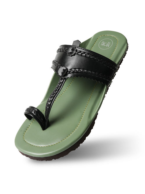 Buy Monkstory Kolhapuri Sandals Olive green Online