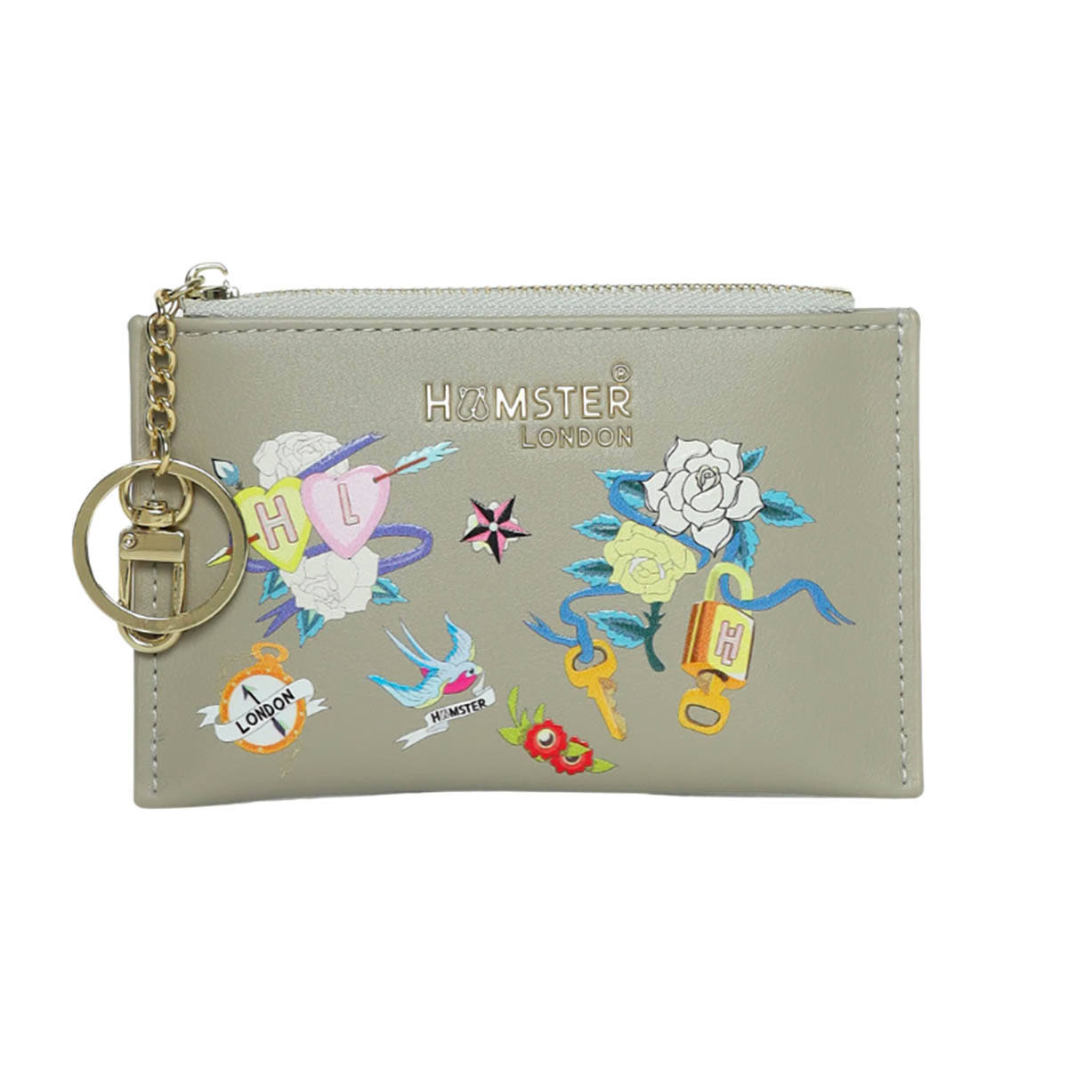 Hamster London Millionaire Victoria Card Case with Zip Grey (S)