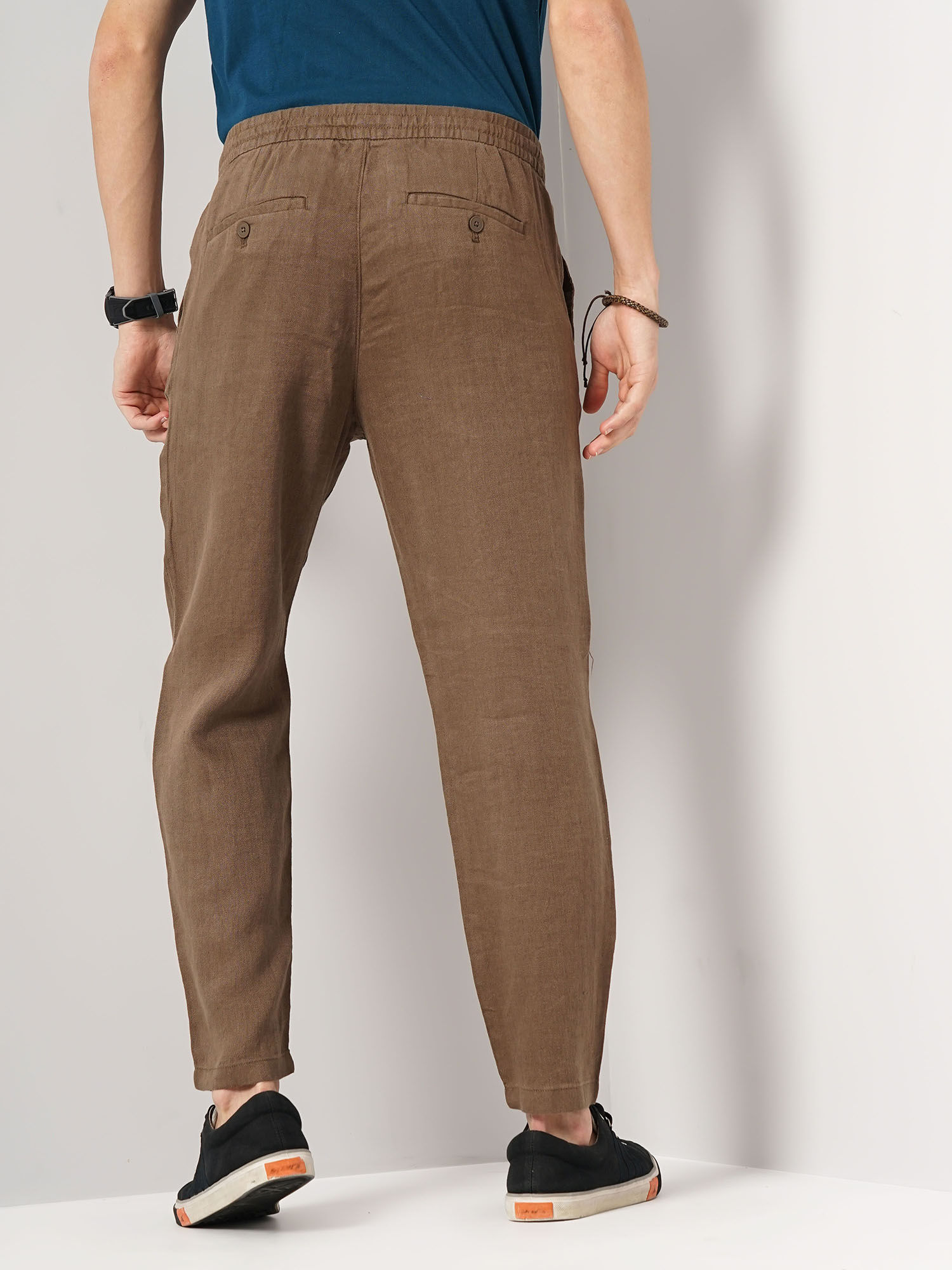 Buy CELIO Olive Solid Cotton Straight Fit Men's Trousers | Shoppers Stop