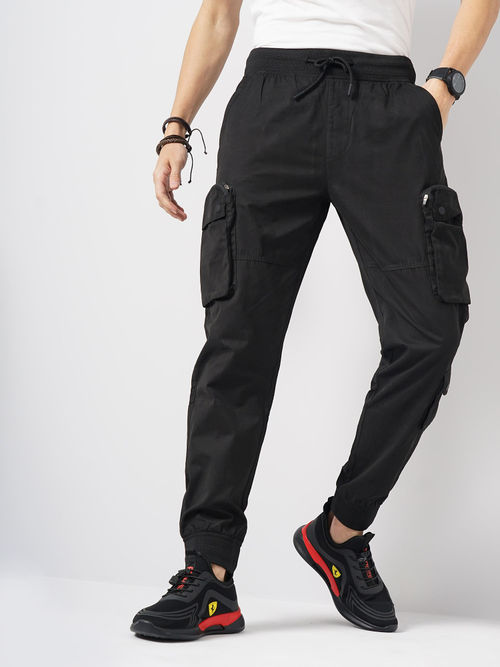 Polyester Cargo Pants For Men Maniac Mens Solid Sliver Cement