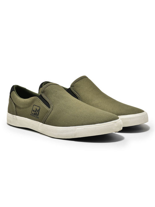 WOODLAND Mens Olive Canvas Shoes