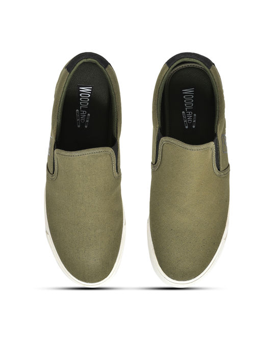 Buy WOODLAND Mens Olive Canvas Shoes Online
