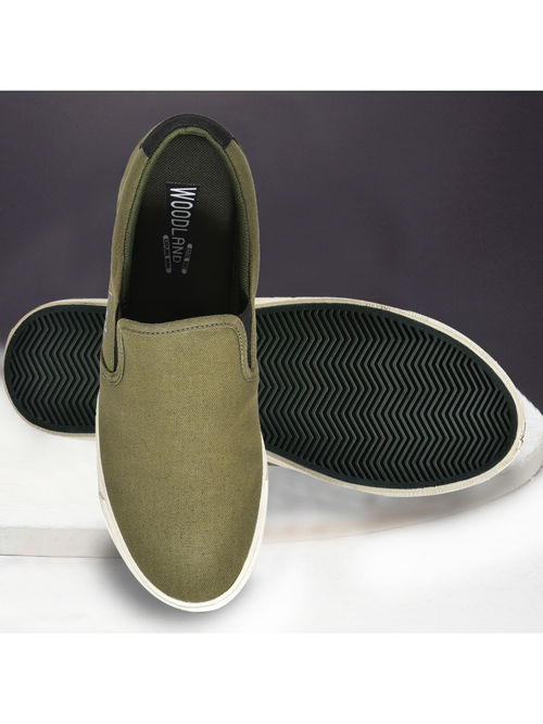 Buy WOODLAND Mens Olive Canvas Shoes Online