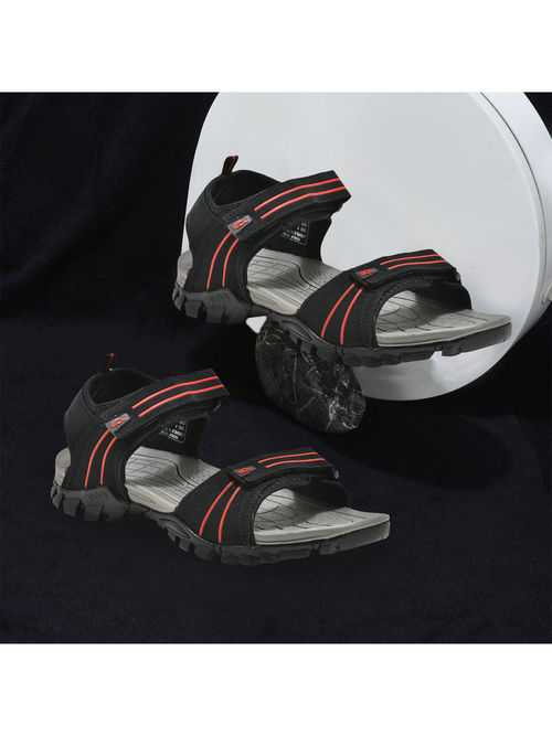 Buy WOODLAND Mens Black Velcro Sports Sandals Online