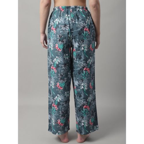 Buy Kanvin Womens Printed Self Design Rayon Straight Fit Pajamas - Teal  Online