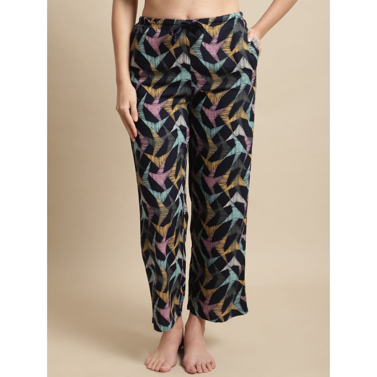 Buy Kanvin Womens Printed Self Design Rayon Straight Fit Pajamas - Teal  Online