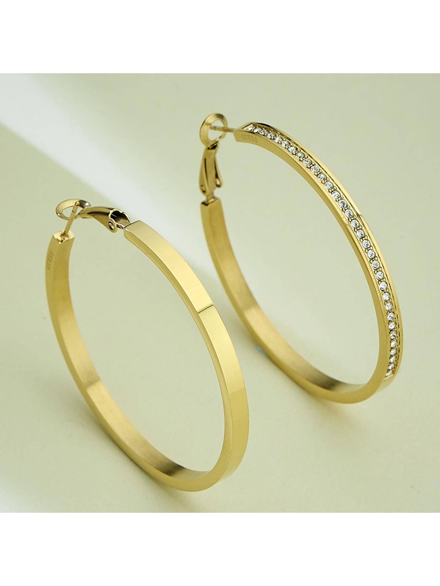 Guess Color My Day Hoop Earrings For Women, Stainless Steel, Anti-Tarnish, Gold-Plated