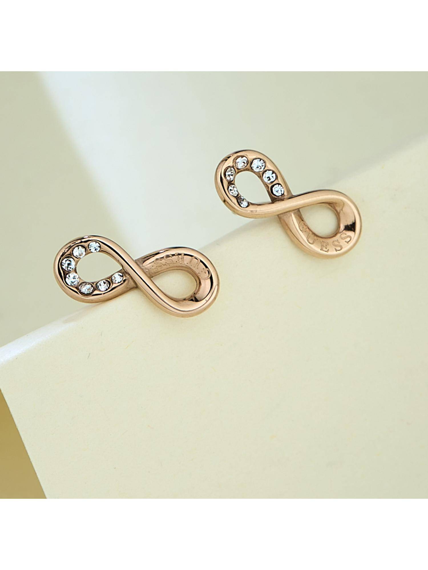 Guess Endless Dream Stud Earrings For Women, Stainless Steel, Anti-Tarnish, Rose Gold-Plated