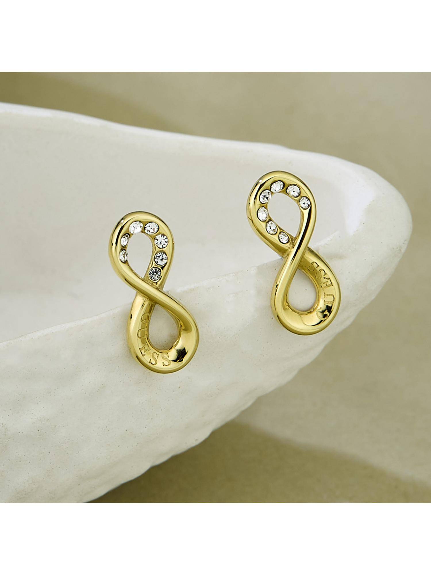 Guess Endless Dream Stud Earrings For Women, Stainless Steel, Anti-Tarnish, Gold-Plated