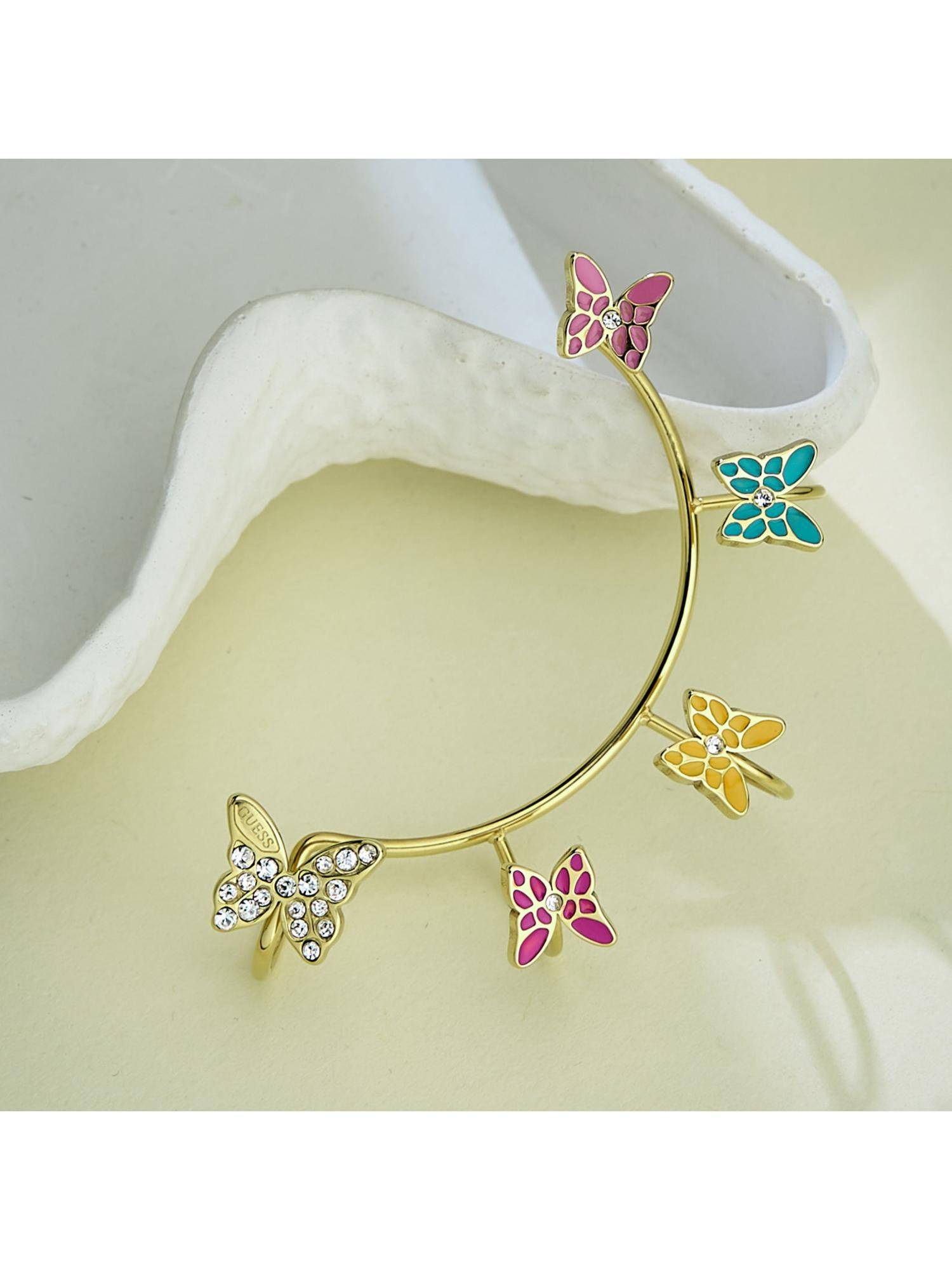 Guess Chrysalis Ear Cuffs For Women, Stainless Steel, Anti-Tarnish, Gold-Plated