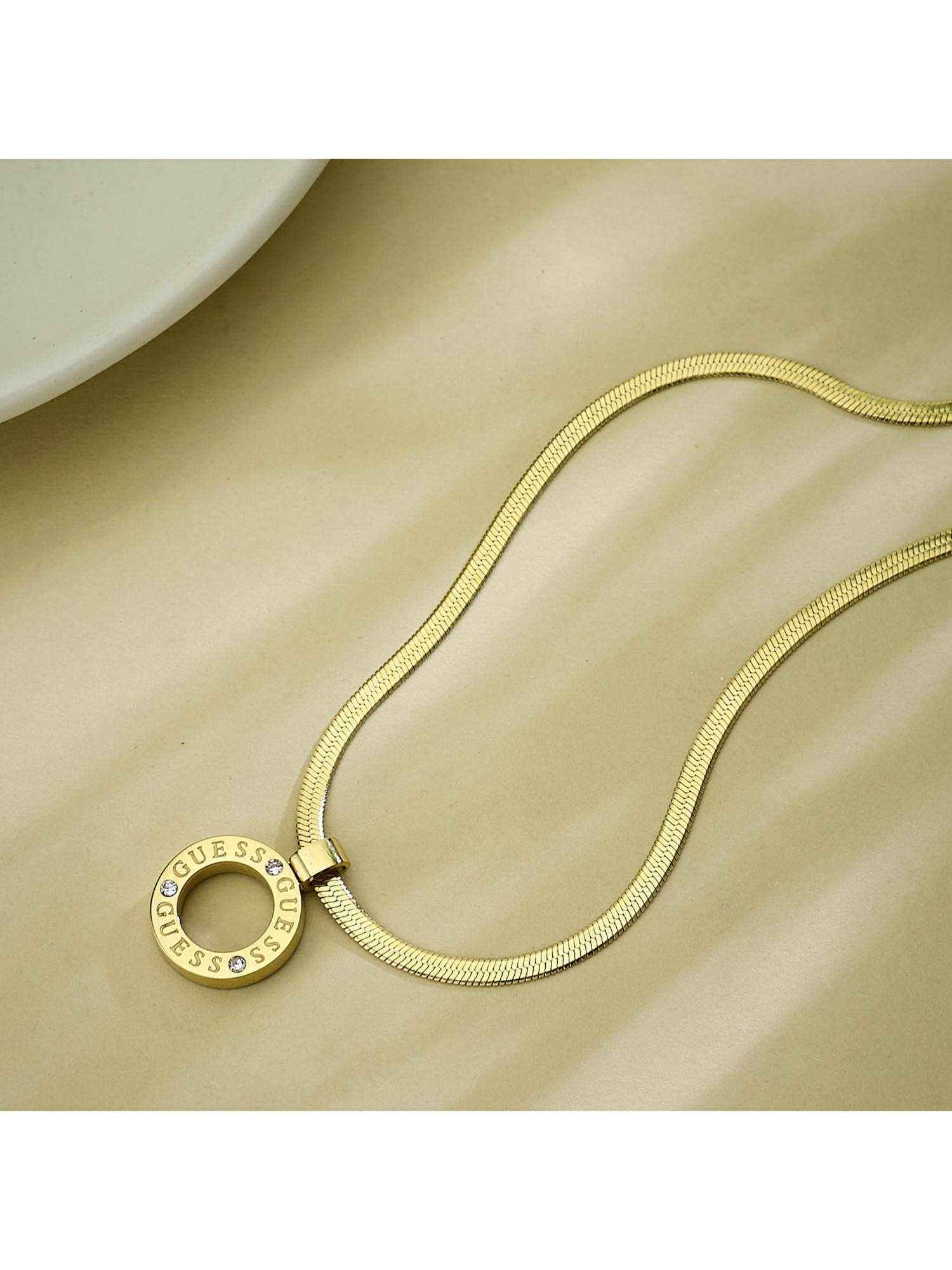 Guess Circle Lights Necklace For Women, Stainless Steel, Anti-Tarnish, Gold-Plated