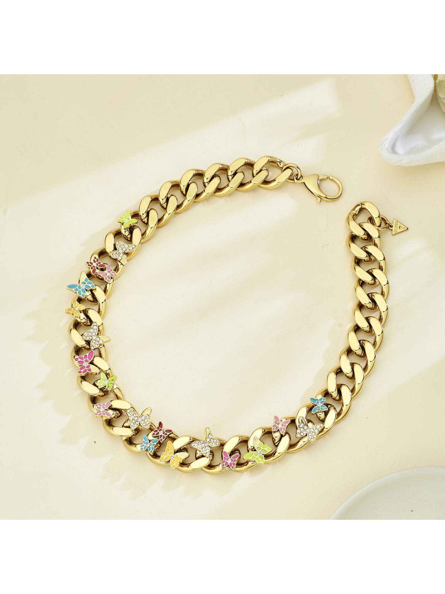 Guess Chrysalis Buttterfly Necklace For Women, Stainless Steel, Anti-Tarnish, Gold-Plated
