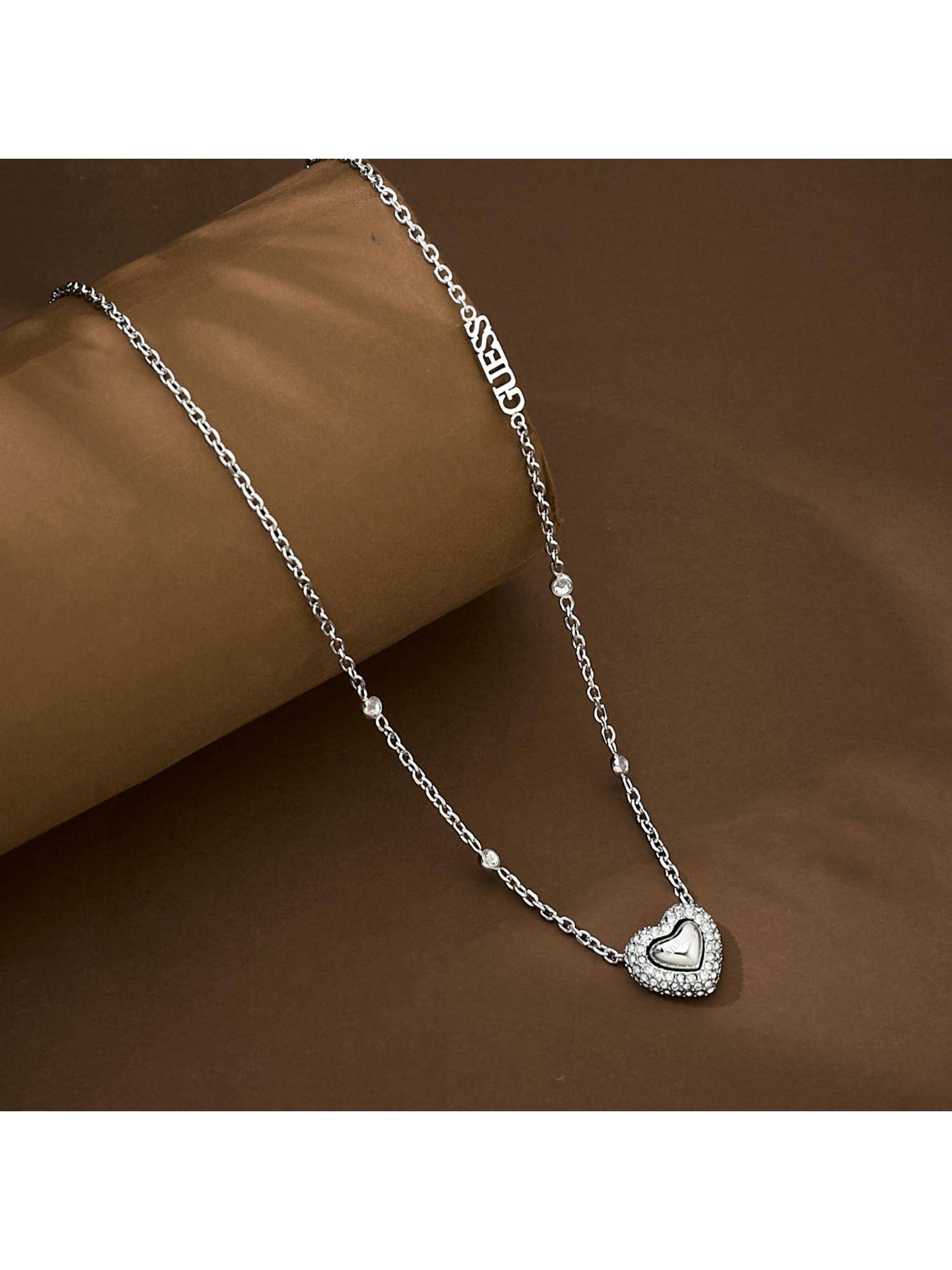 Guess Beloved Necklace For Women, Stainless Steel, Anti-Tarnish, Silver-Plated