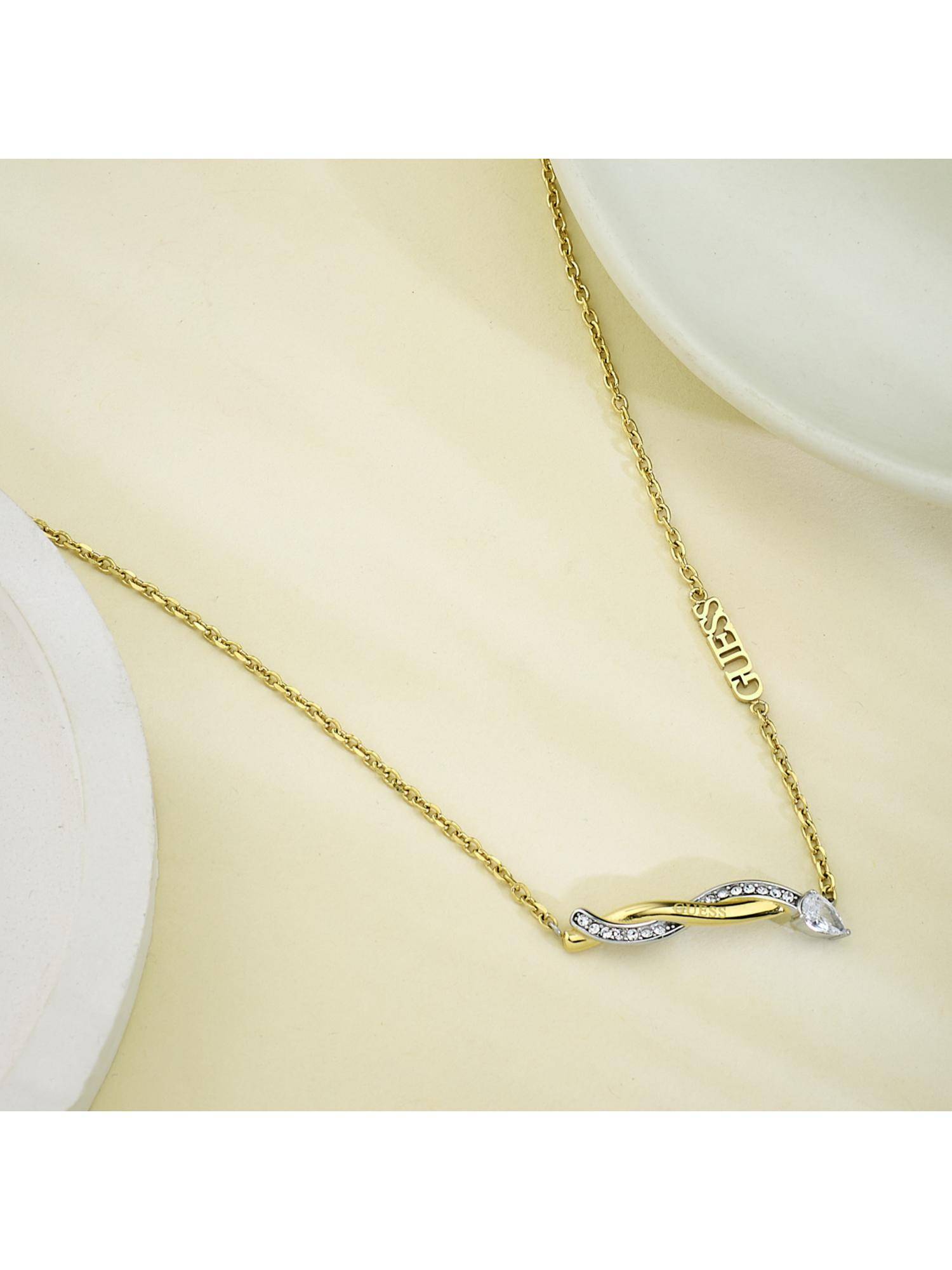 Guess Twist Chain Necklace For Women, Stainless Steel, Anti-Tarnish, Gold-Plated