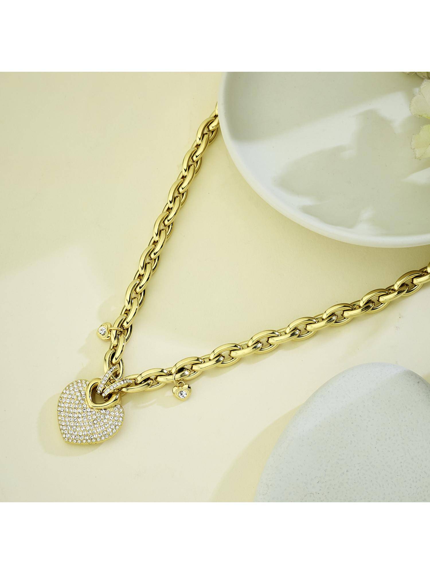 Guess Crazy In Love Necklace For Women, Stainless Steel, Anti-Tarnish, Gold-Plated