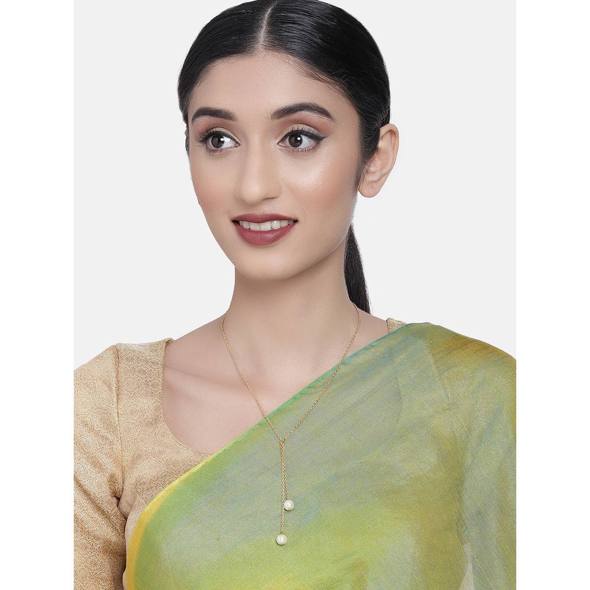 Zaveri Pearls Gold Tone Long Party Bling Contemporary Pearls Chain (ZPFK10320)