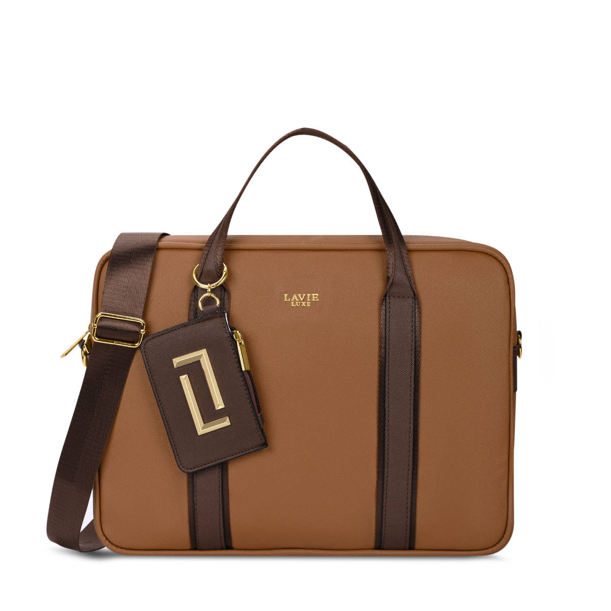 Lavie Luxe Women's Delicaff 14 Inch Laptop Tote Handbag (Tan) (L)