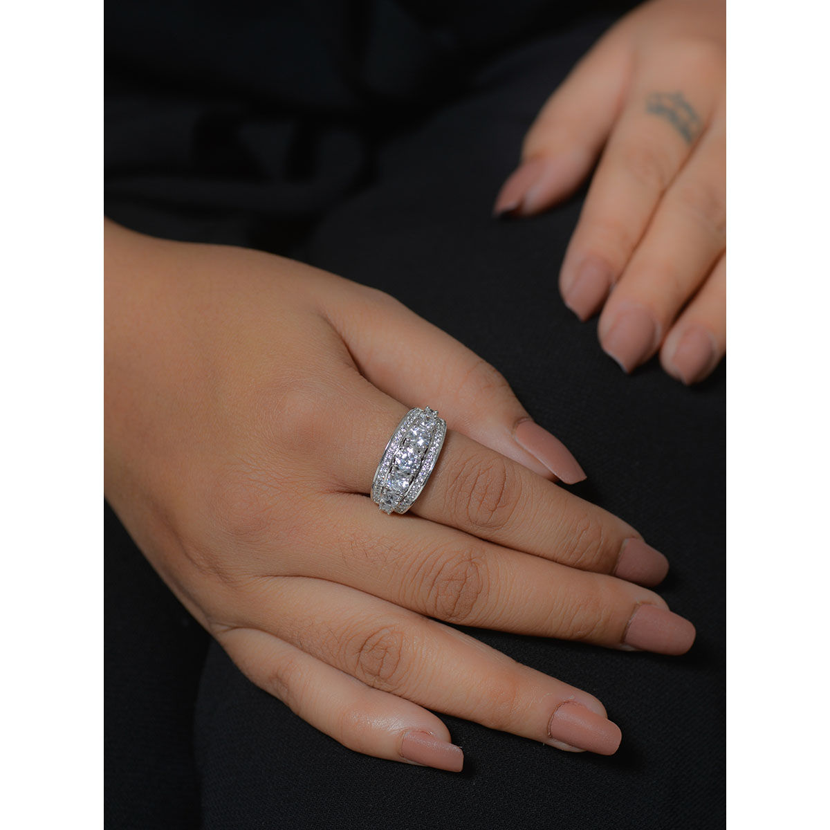 Diamond ring with 2024 silver band