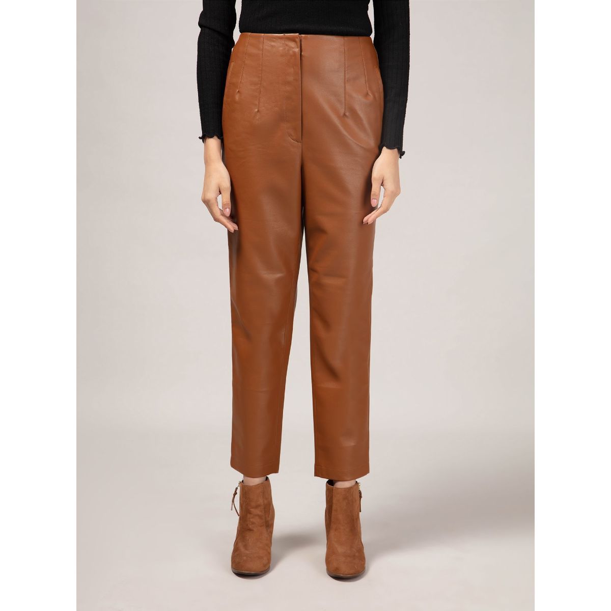 PullBear faux leather flare pants in brown  ASOS