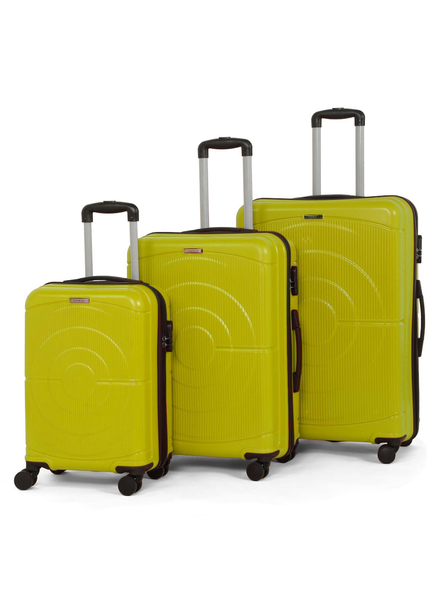 Teakwood Leathers Unisex Lime Green Solid Hard Sided Trolley Bags (Pack of 3) (S/M/L)