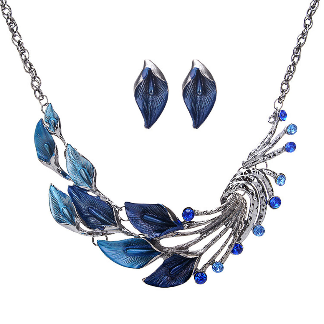 Peora Splendid Statuesque Blue Colour Necklace Earring Set for ...