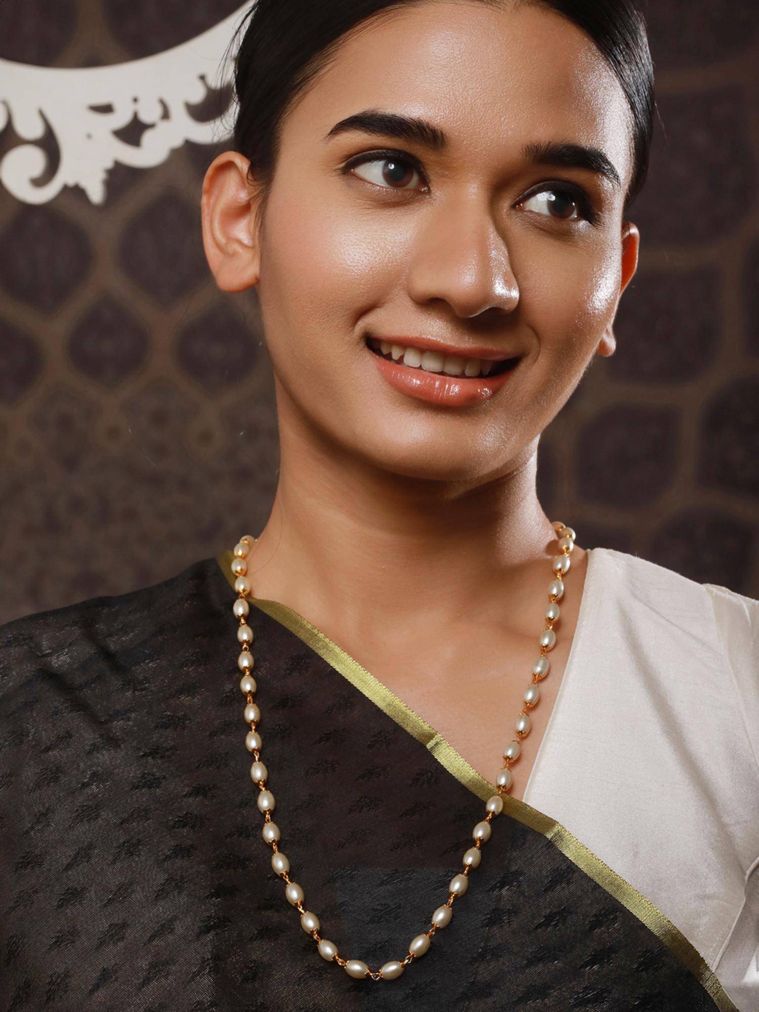 Jazz and Sizzle White Brass Pearl Necklace