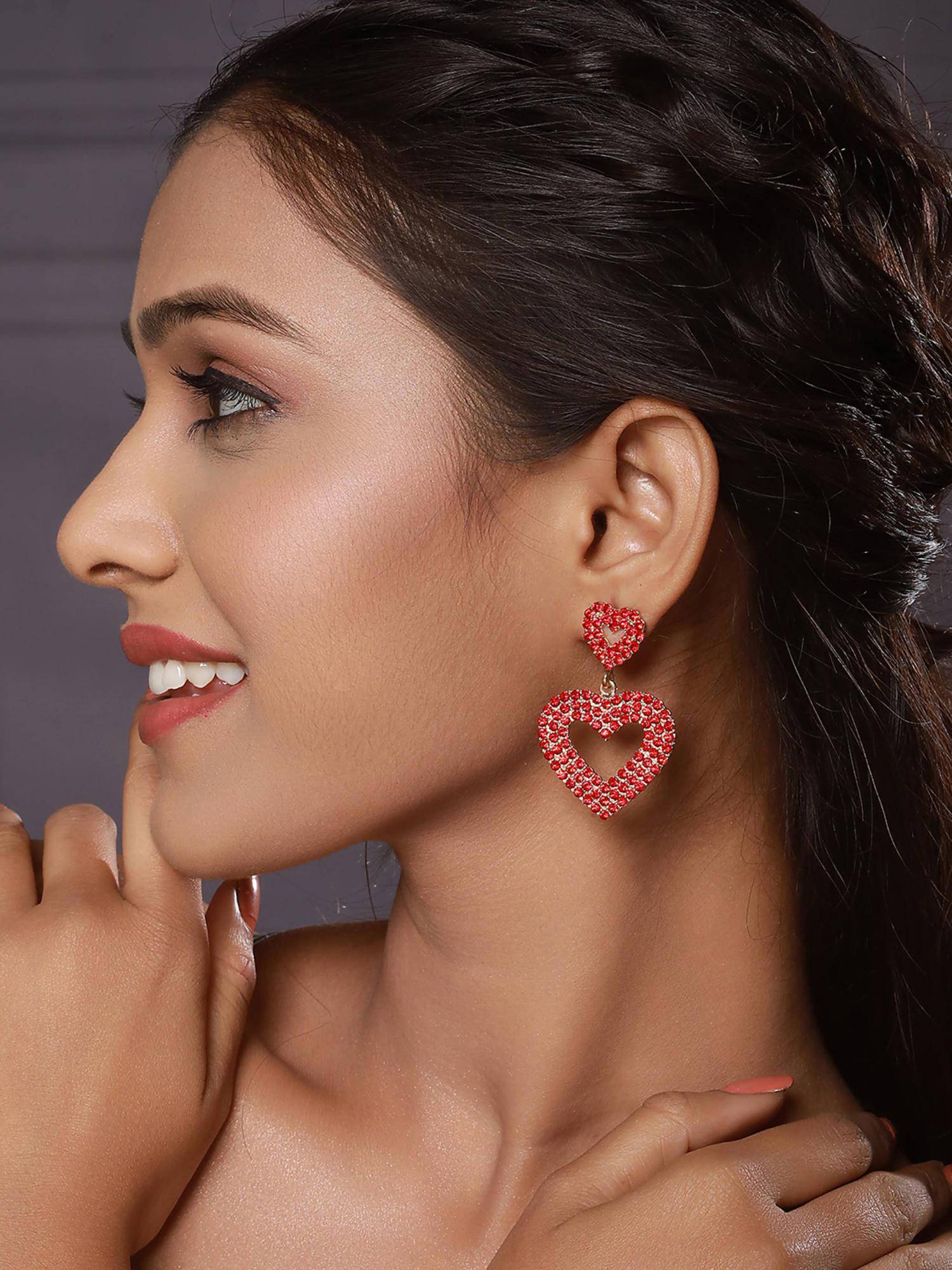 Jazz and Sizzle Red Brass Earrings