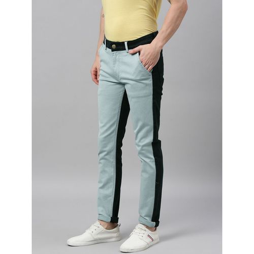 Urbano Fashion Men Light Grey Black Color-Block Slim Fit Washed Jeans  Stretch