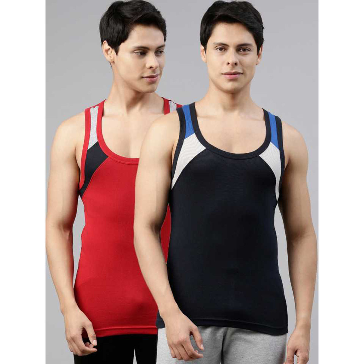 Buy Dixcy Scott Mens Ribbed Vest Body Fit Solid Innerwear (pack Of 2) online