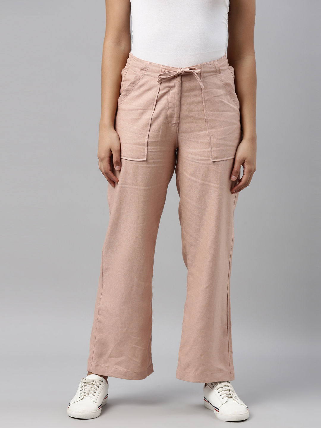 Shop Womens Rust Linen Cargo Pants Online  Go Colors