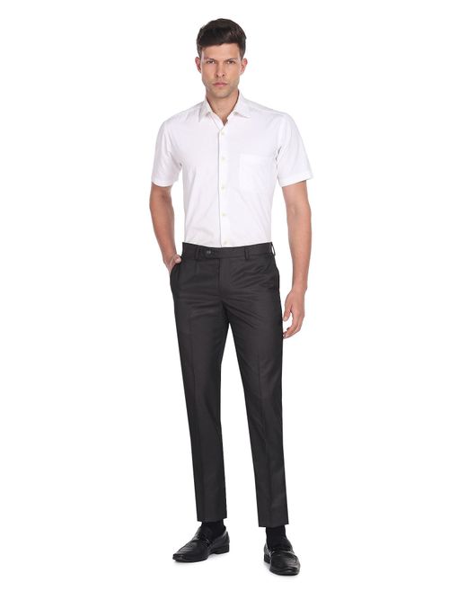 Buy Arrow Hudson Tailored Fit Heathered Formal Trousers Online