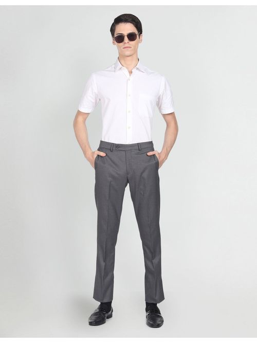 Buy Arrow Dobby Solid Trousers 