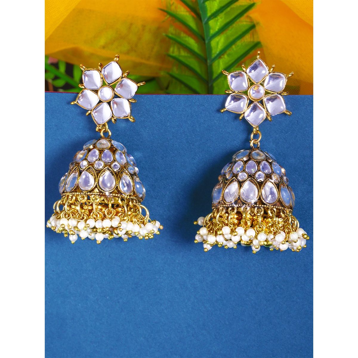 Yellow Chimes GoldToned Classic Jhumkas Earrings Buy Yellow Chimes