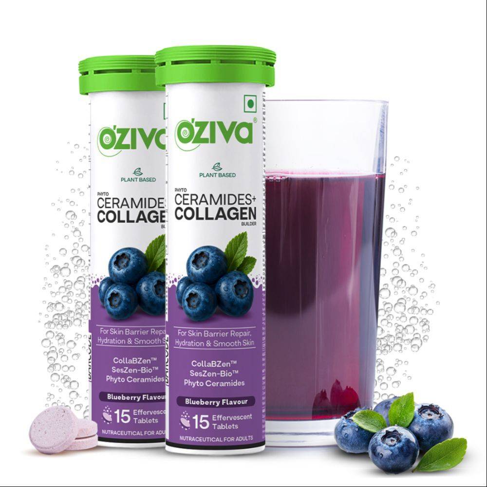Oziva Phyto Ceramides+ Collagen Builder Blueberry Tablets - Pack Of 2