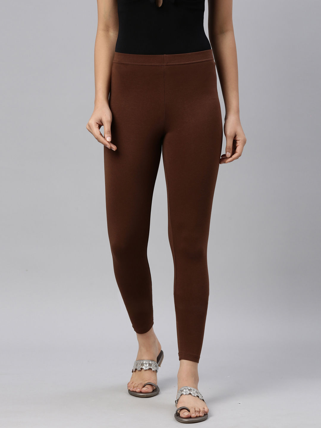 Brown ankle length leggings hotsell