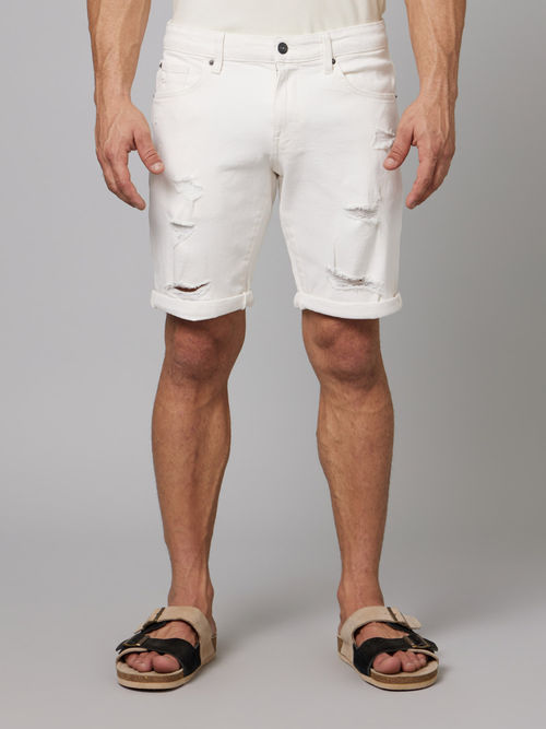 CELIO Mens White Denim Bermuda Shorts