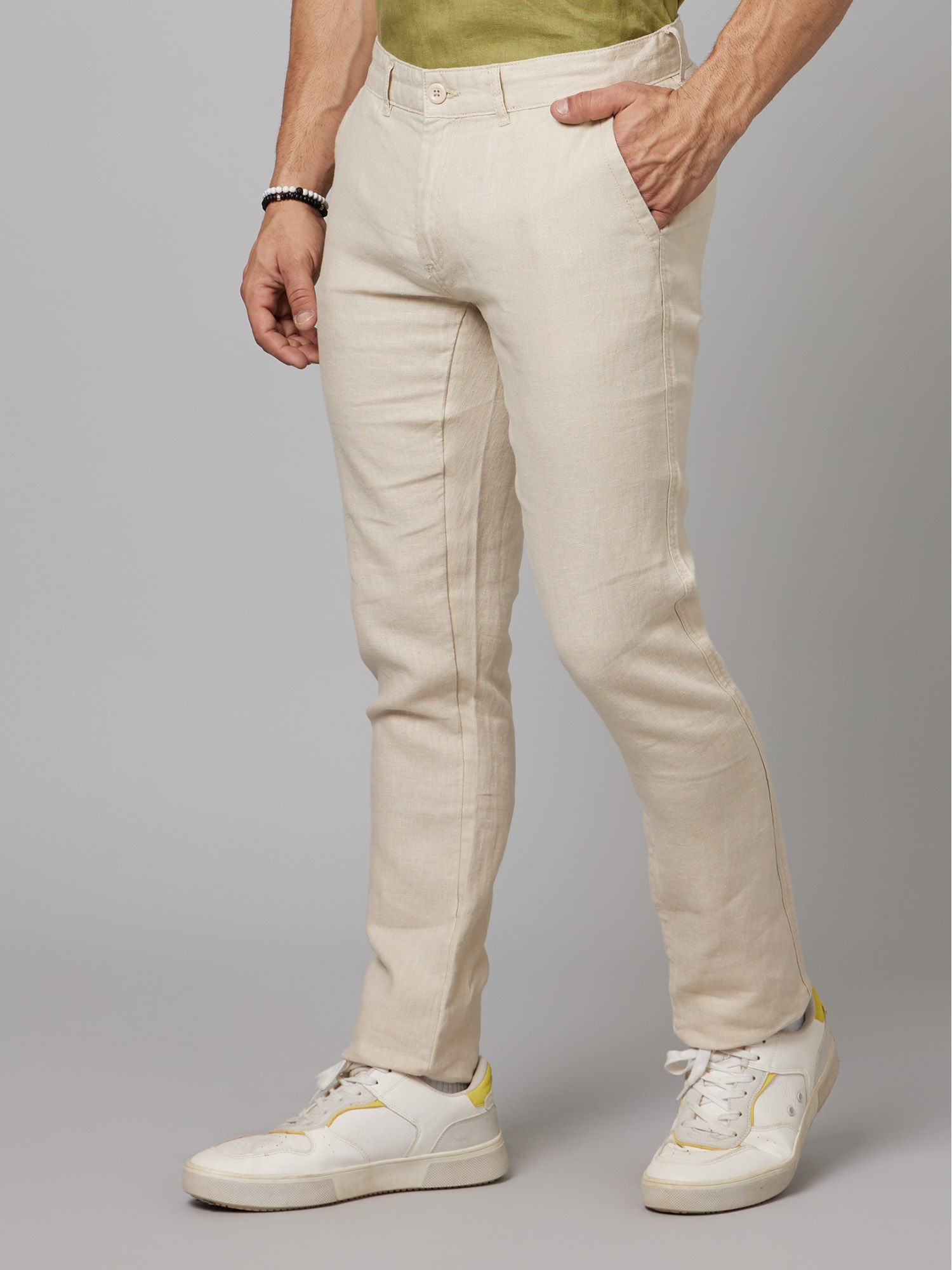 MENS LINEN BLEND RELAXED TROUSERS  UNIQLO IN