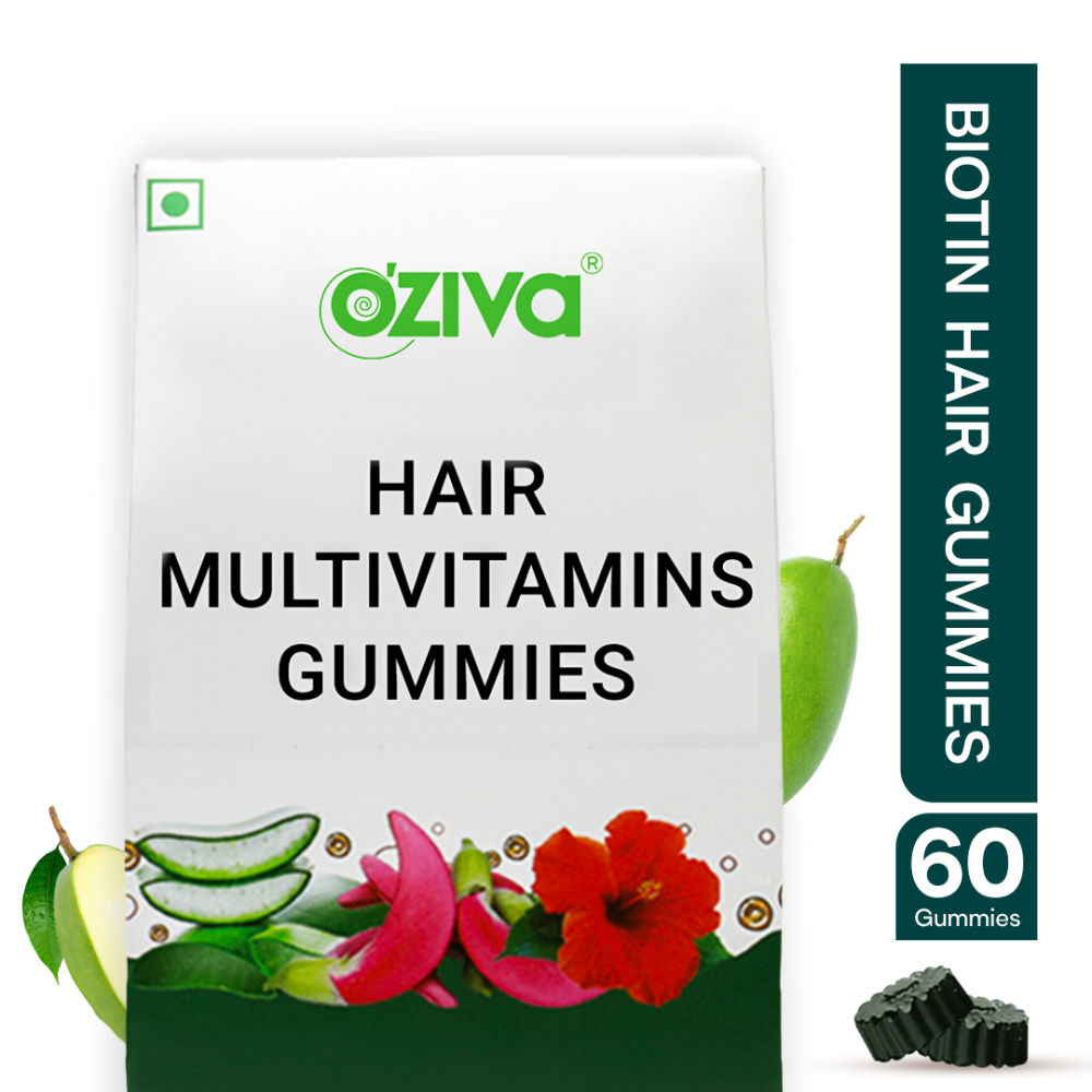 OZiva Biotin Hair Gummies For Hair Fall Control with Keratin Builder, Kaccha Aam