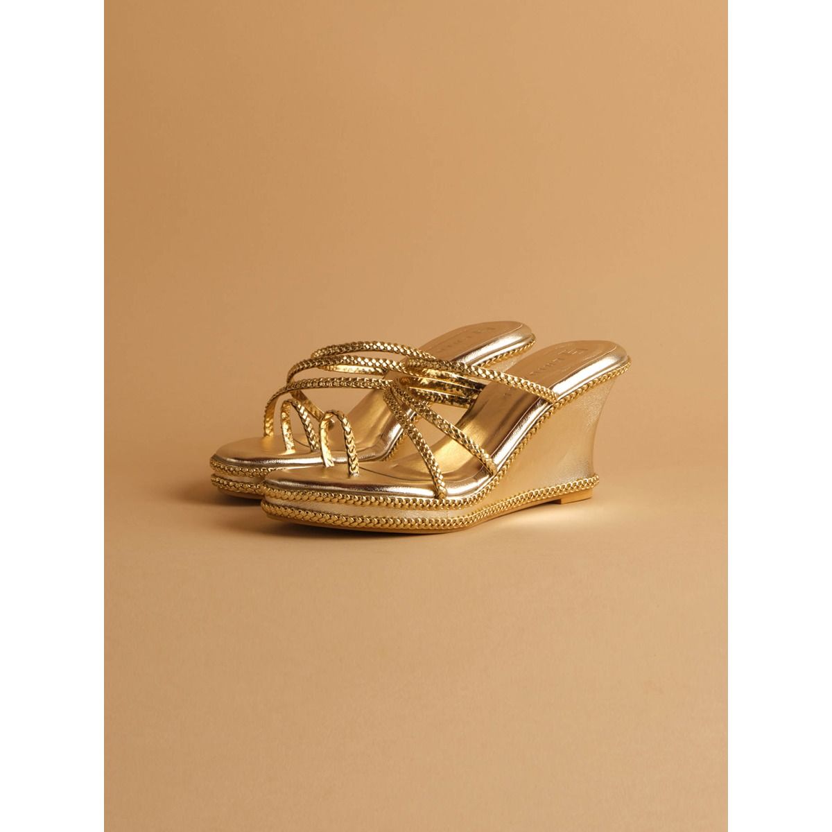 Buy Eridani Embellished Gold Ines Wedges Online